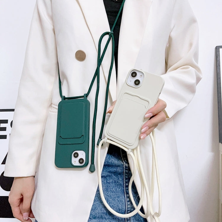 Crossbody Lanyard Elastic Silicone Card Holder Phone Case, For iPhone 15 Pro Max
