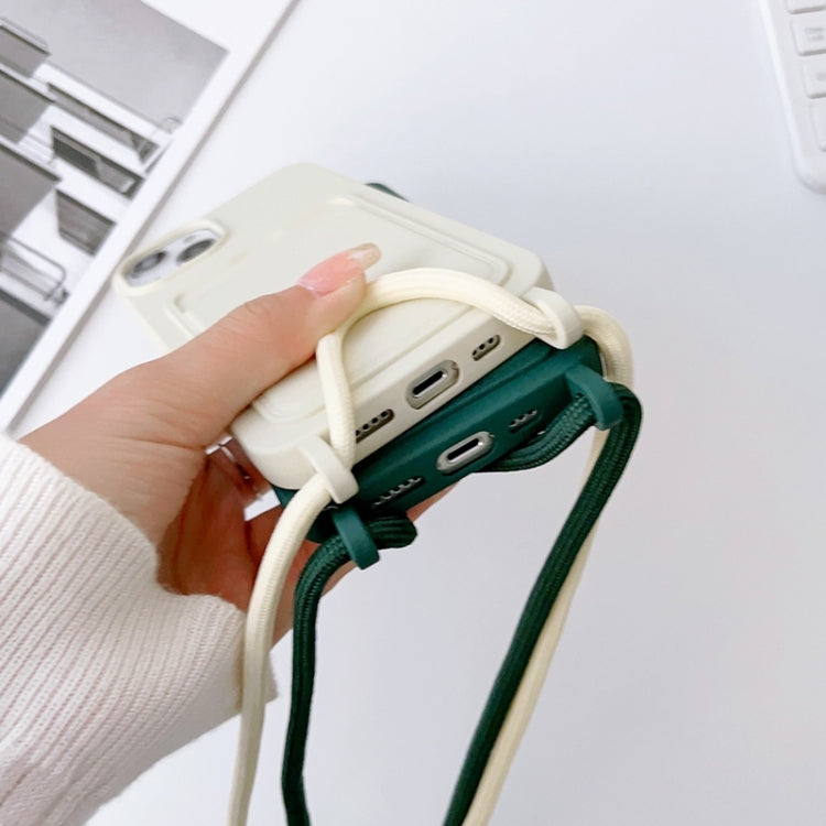 Crossbody Lanyard Elastic Silicone Card Holder Phone Case, For iPhone 15