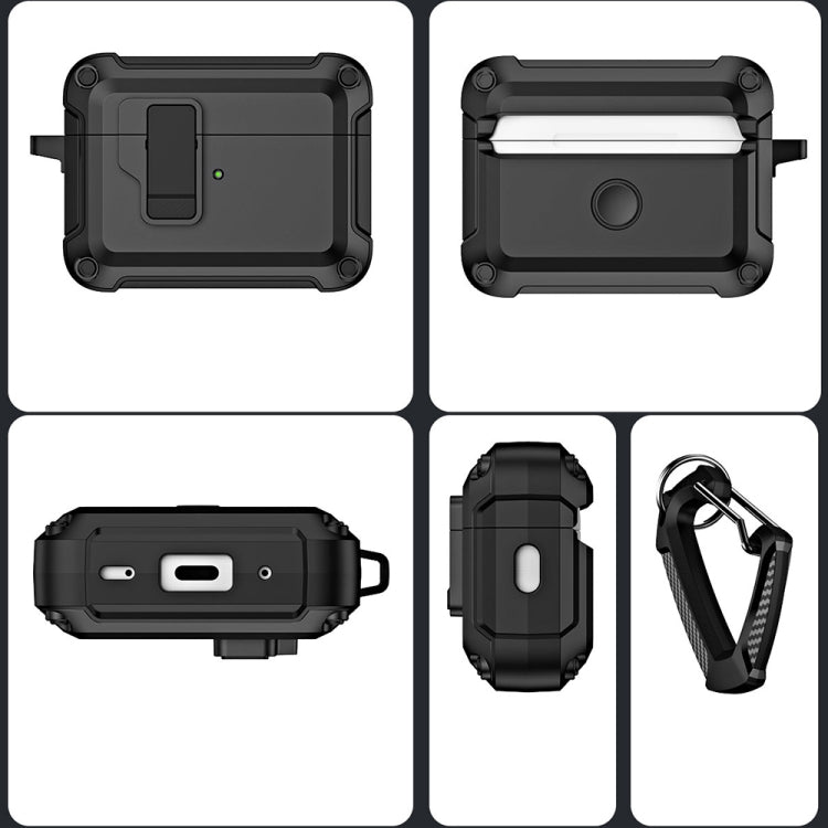 Étui de protection pour écouteurs Bluetooth sans fil en TPU et PC avec verrouillage et crochet, pour AirPods Pro 2