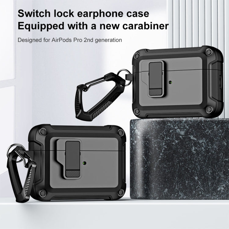 Étui de protection pour écouteurs Bluetooth sans fil en TPU et PC avec verrouillage et crochet, pour AirPods Pro 2