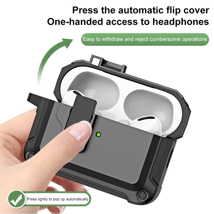 Étui de protection pour écouteurs Bluetooth sans fil en TPU et PC avec verrouillage et crochet, pour AirPods Pro 2