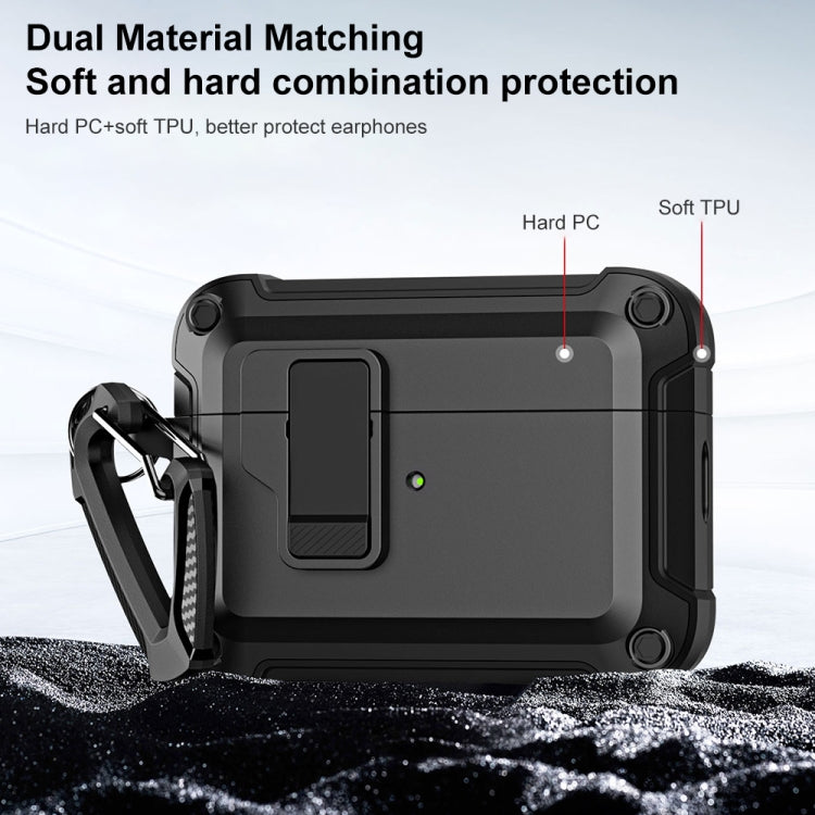 Étui de protection pour écouteurs Bluetooth sans fil en TPU et PC avec verrouillage et crochet, pour AirPods Pro 2