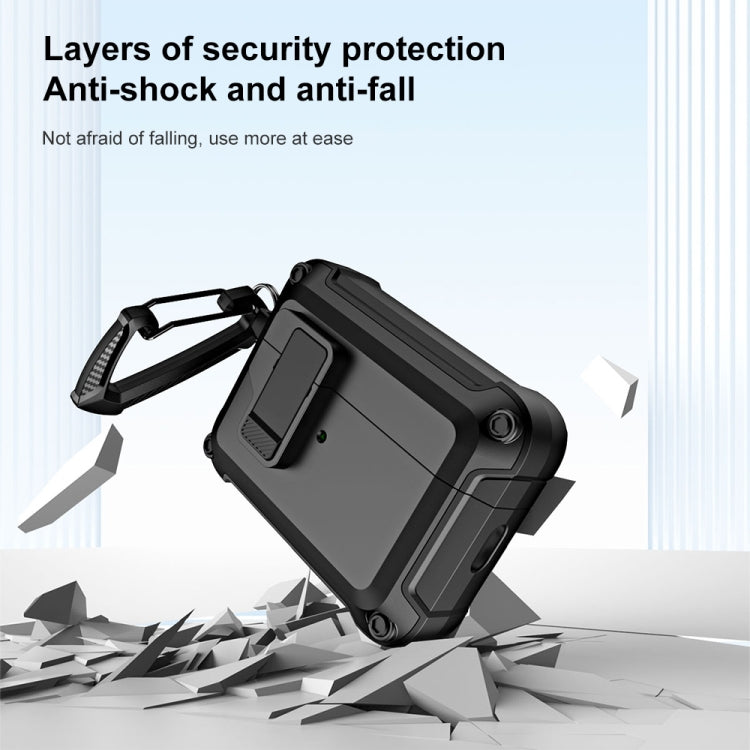 Étui de protection pour écouteurs Bluetooth sans fil en TPU et PC avec verrouillage et crochet, pour AirPods Pro 2