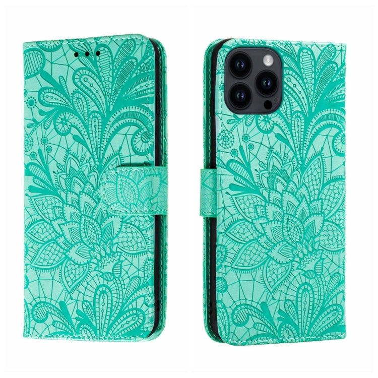 Lace Flower Embossing Flip Leather Phone Case, For iPhone 16, For iPhone 15 Pro Max, For iPhone 15 Pro, For iPhone 15 Plus