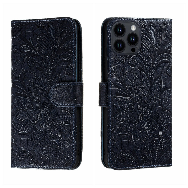 Lace Flower Embossing Flip Leather Phone Case, For iPhone 16, For iPhone 15 Pro Max, For iPhone 15 Pro, For iPhone 15 Plus