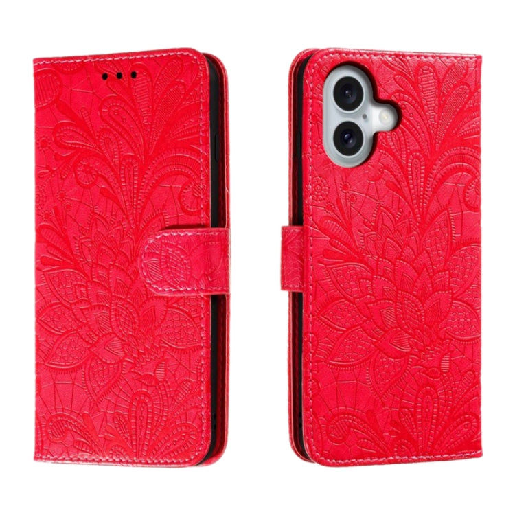 Lace Flower Embossing Flip Leather Phone Case, For iPhone 16, For iPhone 15 Pro Max, For iPhone 15 Pro, For iPhone 15 Plus