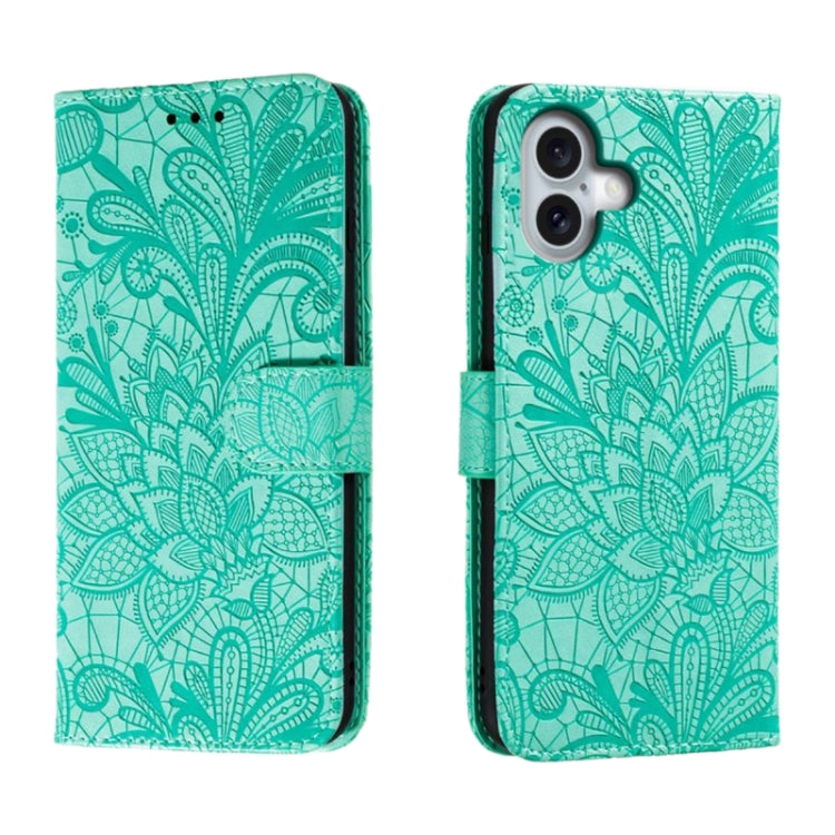 Lace Flower Embossing Flip Leather Phone Case, For iPhone 16e, For iPhone 16 Pro Max, For iPhone 16 Pro, For iPhone 16 Plus