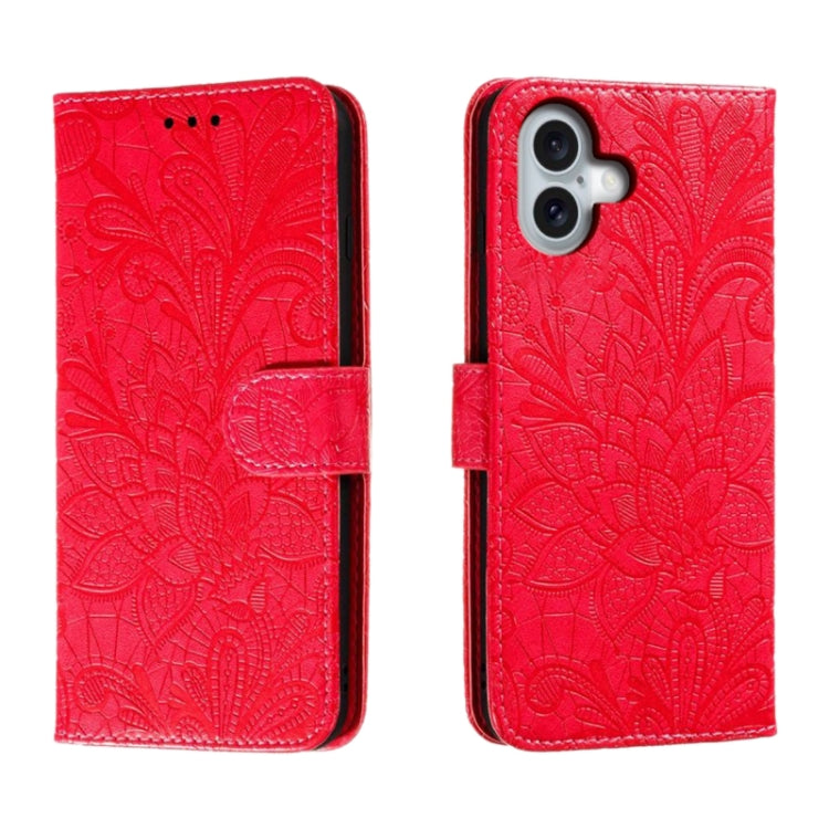 Lace Flower Embossing Flip Leather Phone Case, For iPhone 16e, For iPhone 16 Pro Max, For iPhone 16 Pro, For iPhone 16 Plus