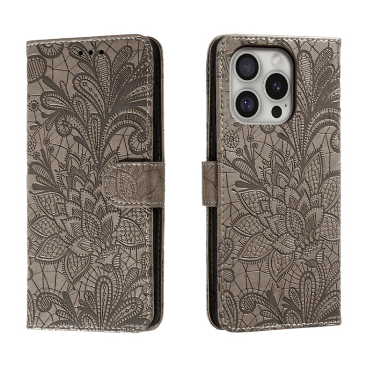 Lace Flower Embossing Flip Leather Phone Case, For iPhone 16e, For iPhone 16 Pro Max, For iPhone 16 Pro, For iPhone 16 Plus