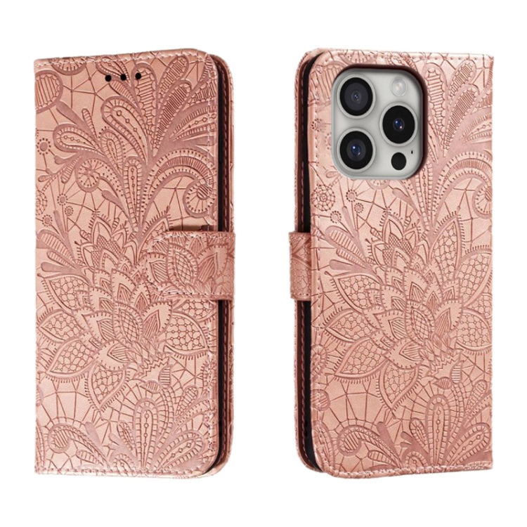 Lace Flower Embossing Flip Leather Phone Case, For iPhone 16e, For iPhone 16 Pro Max, For iPhone 16 Pro, For iPhone 16 Plus