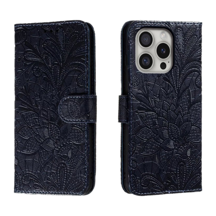 Lace Flower Embossing Flip Leather Phone Case, For iPhone 16e, For iPhone 16 Pro Max, For iPhone 16 Pro, For iPhone 16 Plus