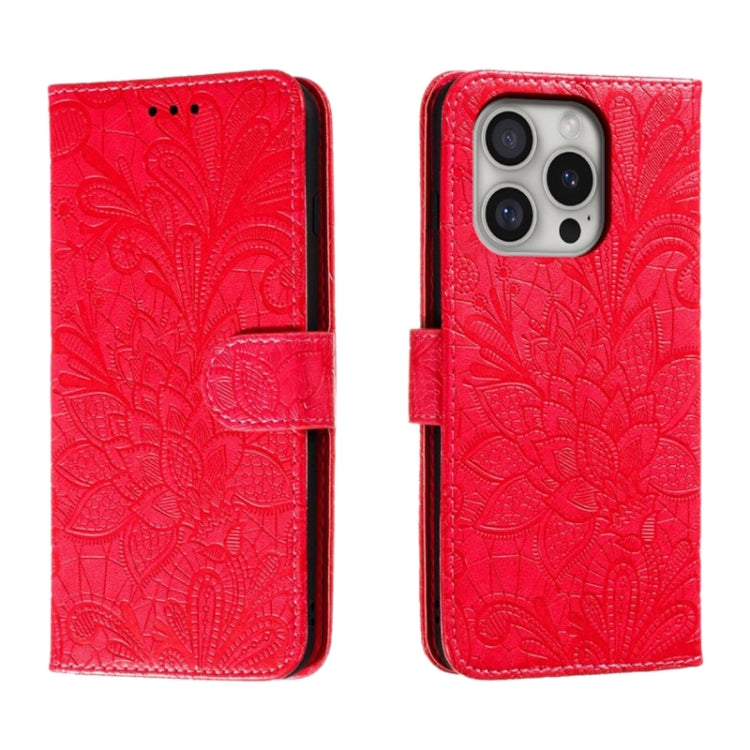 Lace Flower Embossing Flip Leather Phone Case, For iPhone 16e, For iPhone 16 Pro Max, For iPhone 16 Pro, For iPhone 16 Plus