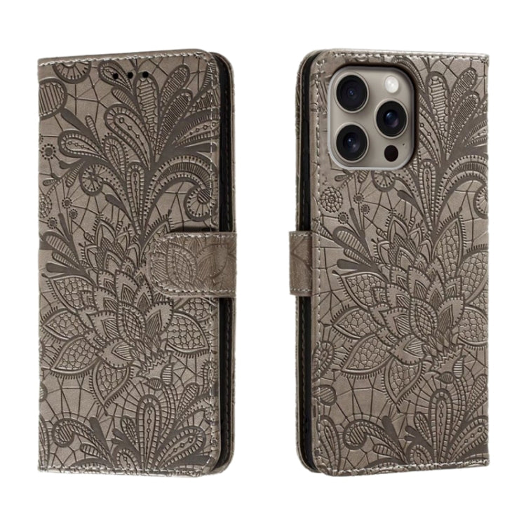 Lace Flower Embossing Flip Leather Phone Case, For iPhone 16e, For iPhone 16 Pro Max, For iPhone 16 Pro, For iPhone 16 Plus
