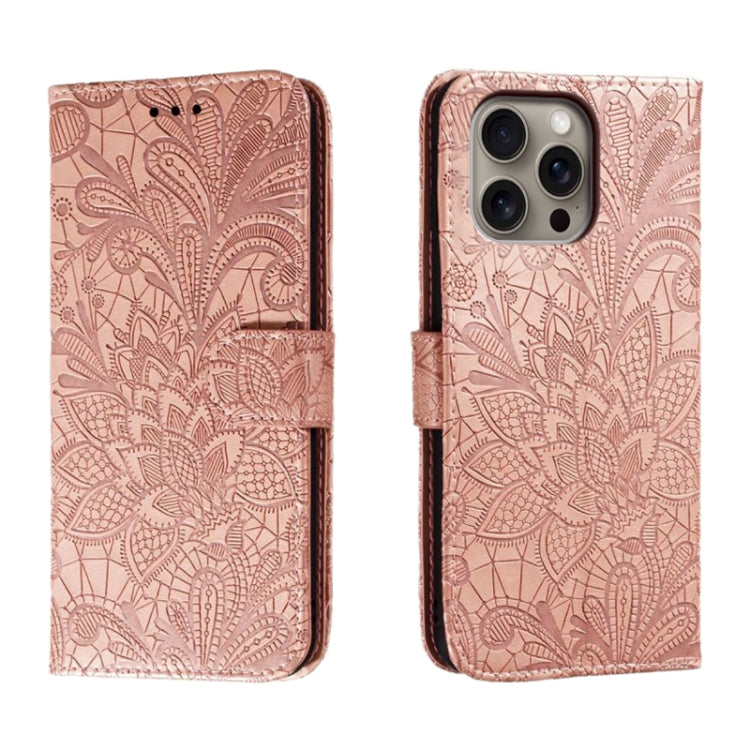 Lace Flower Embossing Flip Leather Phone Case, For iPhone 16e, For iPhone 16 Pro Max, For iPhone 16 Pro, For iPhone 16 Plus