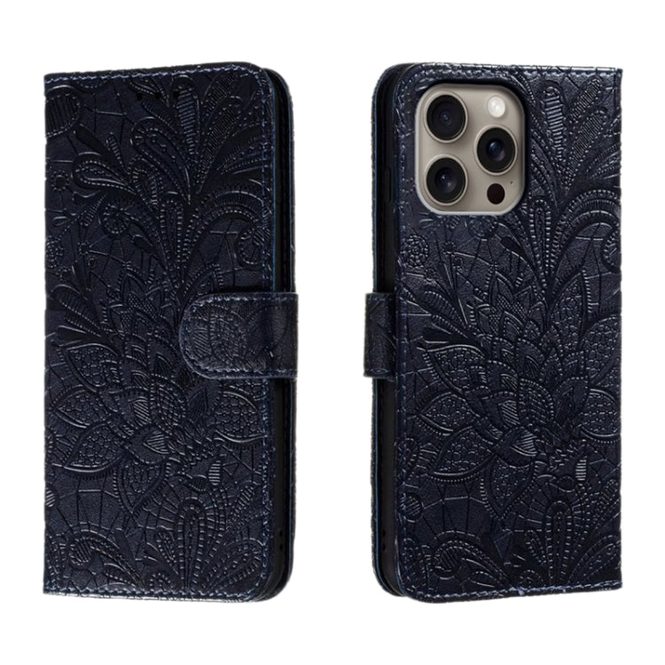Lace Flower Embossing Flip Leather Phone Case, For iPhone 16e, For iPhone 16 Pro Max, For iPhone 16 Pro, For iPhone 16 Plus