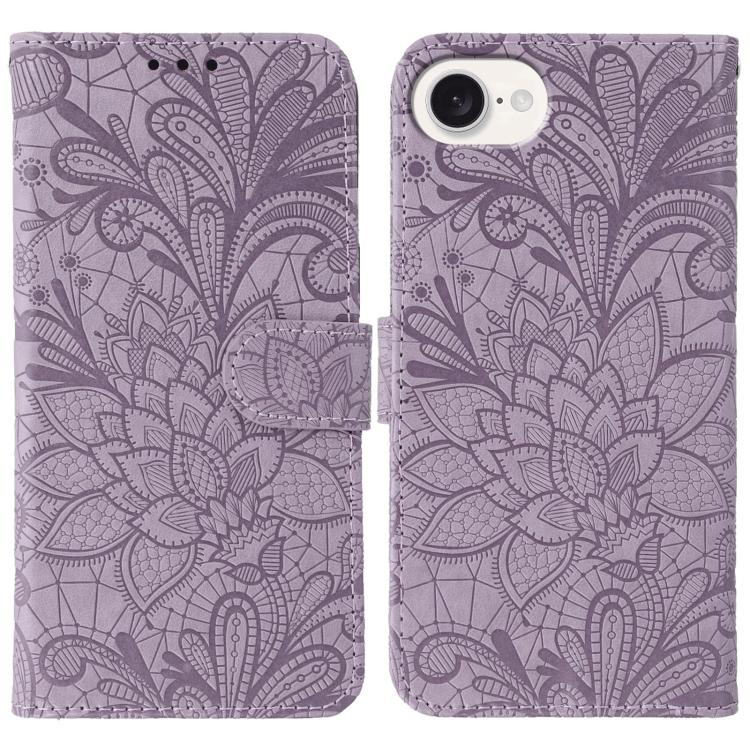 Lace Flower Embossing Flip Leather Phone Case, For iPhone 16e, For iPhone 16 Pro Max, For iPhone 16 Pro, For iPhone 16 Plus