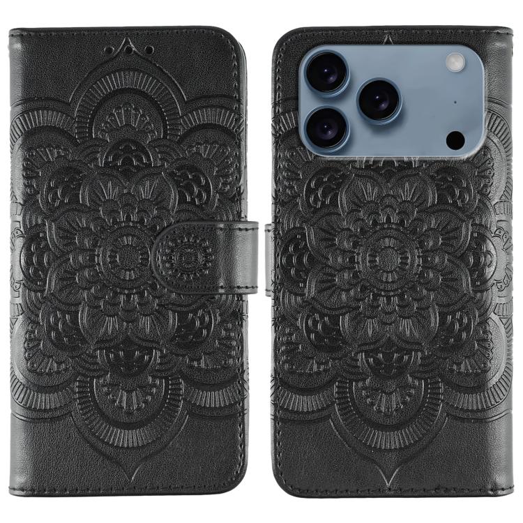 Sun Mandala Embossing Leather Phone Case, For iPhone 17 Pro Max, For iPhone 17 Pro, For iPhone 17
