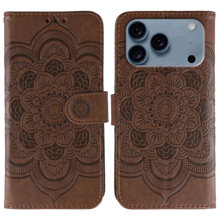 Sun Mandala Embossing Leather Phone Case, For iPhone 17 Pro Max, For iPhone 17 Pro, For iPhone 17