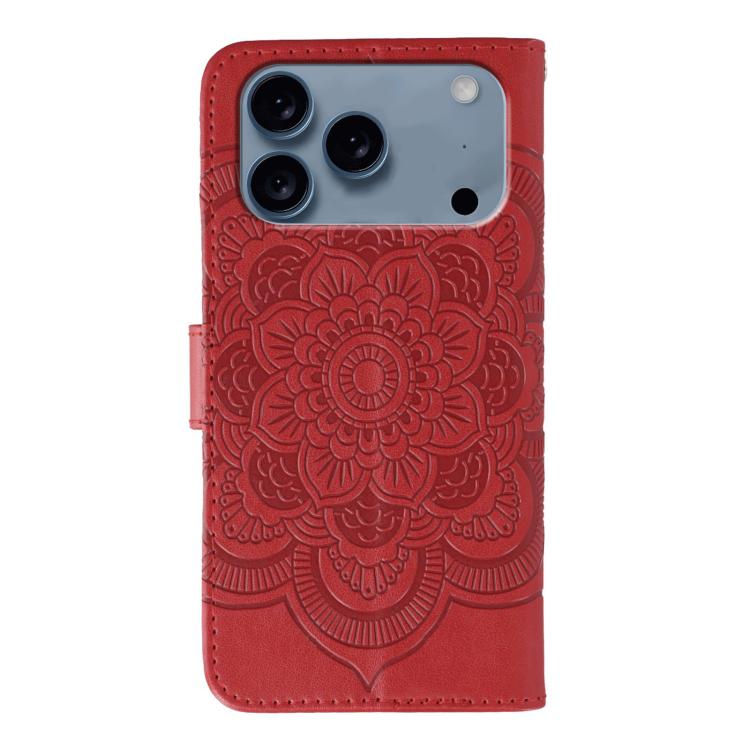 Sun Mandala Embossing Leather Phone Case, For iPhone 17 Pro Max, For iPhone 17 Pro, For iPhone 17