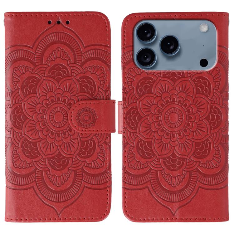 Sun Mandala Embossing Leather Phone Case, For iPhone 17 Pro Max, For iPhone 17 Pro, For iPhone 17