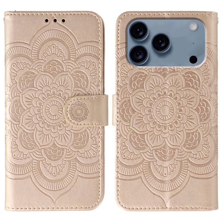 Sun Mandala Embossing Leather Phone Case, For iPhone 17 Pro Max, For iPhone 17 Pro, For iPhone 17