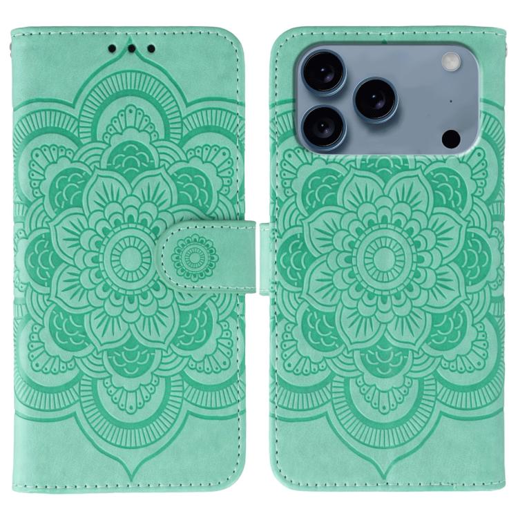 Sun Mandala Embossing Leather Phone Case, For iPhone 17 Pro Max, For iPhone 17 Pro, For iPhone 17