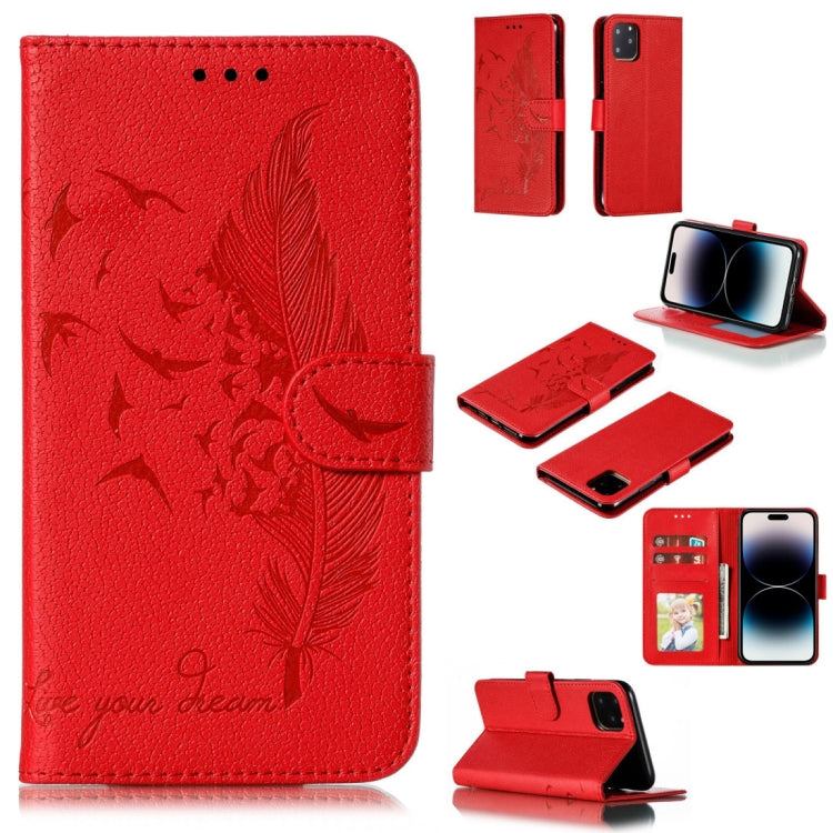 Feather Pattern Litchi Texture Leather Phone Case, For iPhone 15 Pro Max, For iPhone 15 Pro, For iPhone 15 Plus, For iPhone 15