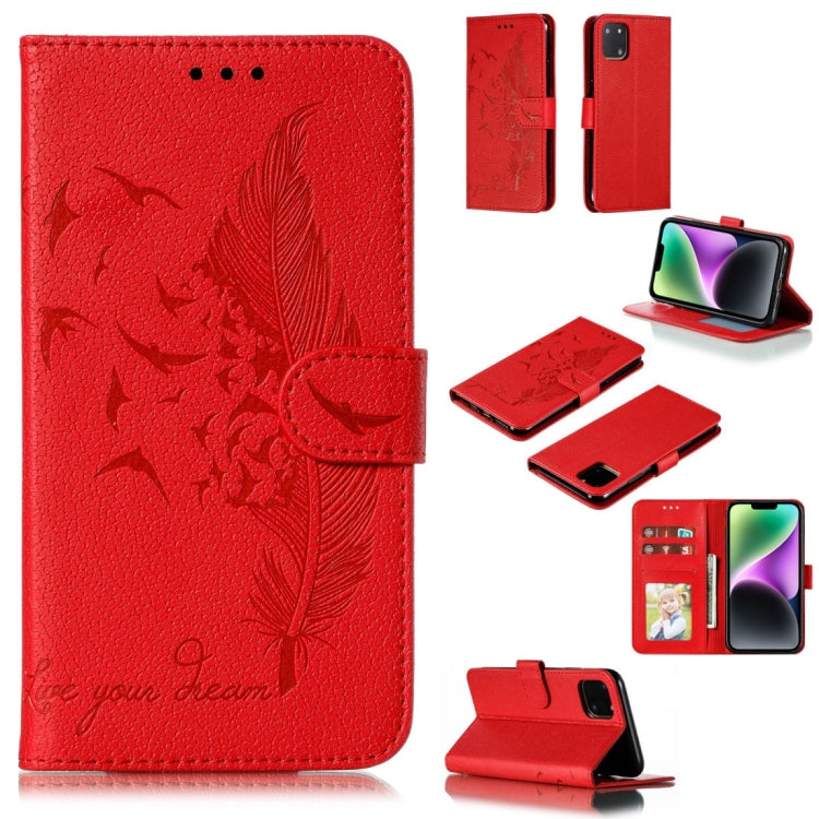 Feather Pattern Litchi Texture Leather Phone Case, For iPhone 15 Pro Max, For iPhone 15 Pro, For iPhone 15 Plus, For iPhone 15