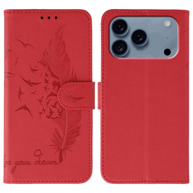 Feather Pattern Litchi Texture Leather Phone Case, For iPhone 17 Pro Max, For iPhone 17 Pro, For iPhone 17, For iPhone 17 Air