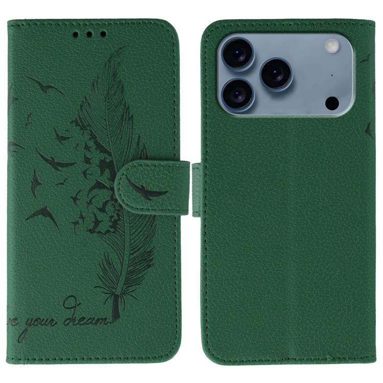 Feather Pattern Litchi Texture Leather Phone Case, For iPhone 17 Pro Max, For iPhone 17 Pro, For iPhone 17, For iPhone 17 Air