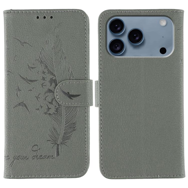 Feather Pattern Litchi Texture Leather Phone Case, For iPhone 17 Pro Max, For iPhone 17 Pro, For iPhone 17, For iPhone 17 Air