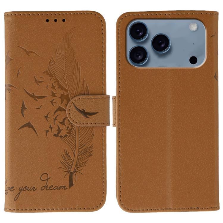 Feather Pattern Litchi Texture Leather Phone Case, For iPhone 17 Pro Max, For iPhone 17 Pro, For iPhone 17, For iPhone 17 Air
