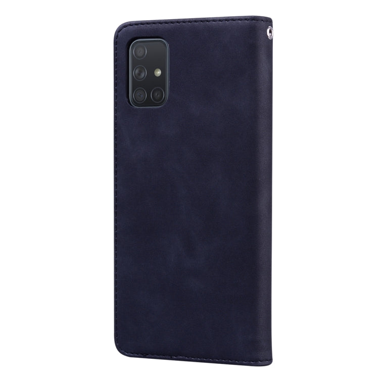 Frosted Business Magnetic Horizontal Flip PU Leather Case with Holder & Card Slot & Lanyard, For Samsung Galaxy A71