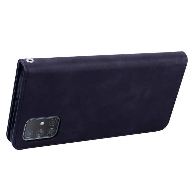 Frosted Business Magnetic Horizontal Flip PU Leather Case with Holder & Card Slot & Lanyard, For Samsung Galaxy A71