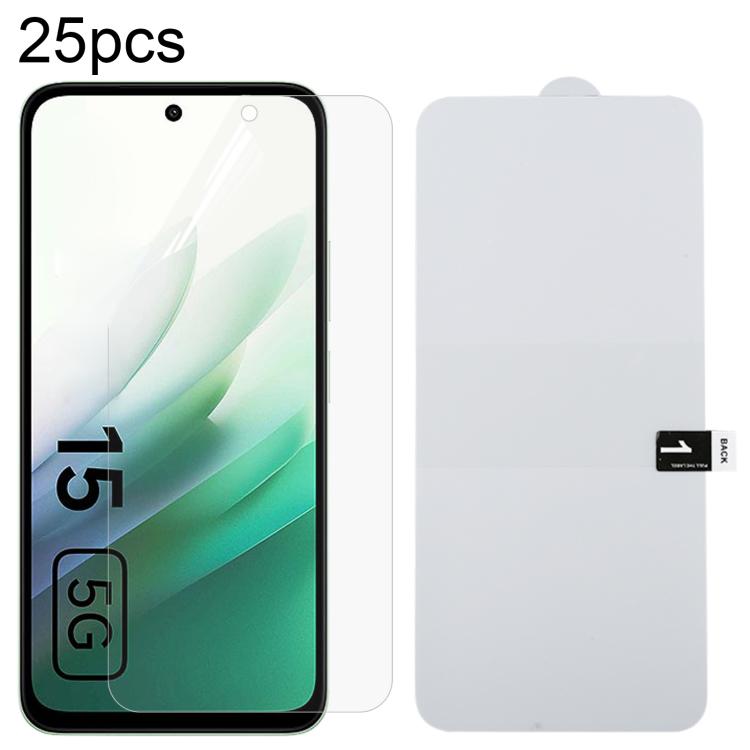 25pcs Full Screen Protector Explosion-proof Hydrogel Film, For Xiaomi 15T Pro 5G, For Xiaomi 15T 5G, For Redmi 15 4G 171.2mm, For Redmi 15 5G 169.5mm, For Xiaomi Poco C85 4G, For Redmi 15C 4G 171.5mm, For Redmi 15C 5G 173.1mm, For Redmi 15C 4G 173.1mm ...