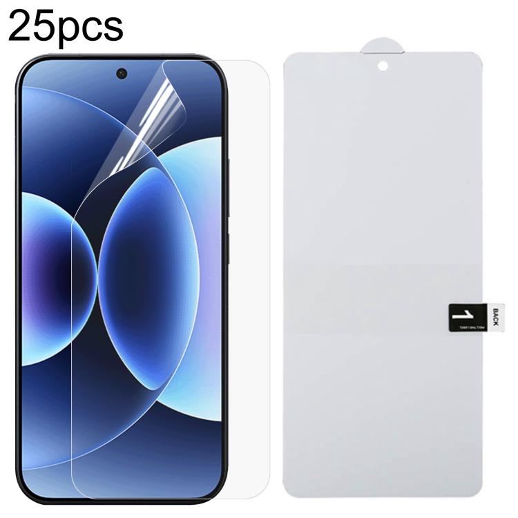 25pcs Full Screen Protector Explosion-proof Hydrogel Film, For Redmi A7 4G 171.8mm, For Redmi 17C 4G, For Redmi K90 Ultra 5G, For Redmi K100 Pro 5G, For Xiaomi 17 Max 5G, For Redmi K90 Max 5G, For Xiaomi Poco C81x 4G, For Xiaomi 17T Pro 5G