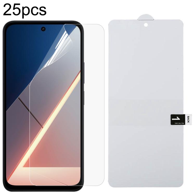 25pcs Full Screen Protector Explosion-proof Hydrogel Film, For Redmi A7 4G 171.8mm, For Redmi 17C 4G, For Redmi K90 Ultra 5G, For Redmi K100 Pro 5G, For Xiaomi 17 Max 5G, For Redmi K90 Max 5G, For Xiaomi Poco C81x 4G, For Xiaomi 17T Pro 5G
