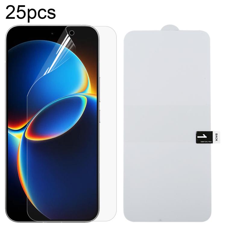 25pcs Full Screen Protector Explosion-proof Hydrogel Film, For Redmi A7 4G 171.8mm, For Redmi 17C 4G, For Redmi K90 Ultra 5G, For Redmi K100 Pro 5G, For Xiaomi 17 Max 5G, For Redmi K90 Max 5G, For Xiaomi Poco C81x 4G, For Xiaomi 17T Pro 5G