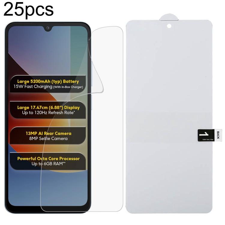 25pcs Full Screen Protector Explosion-proof Hydrogel Film, For Redmi A7 4G 171.8mm, For Redmi 17C 4G, For Redmi K90 Ultra 5G, For Redmi K100 Pro 5G, For Xiaomi 17 Max 5G, For Redmi K90 Max 5G, For Xiaomi Poco C81x 4G, For Xiaomi 17T Pro 5G