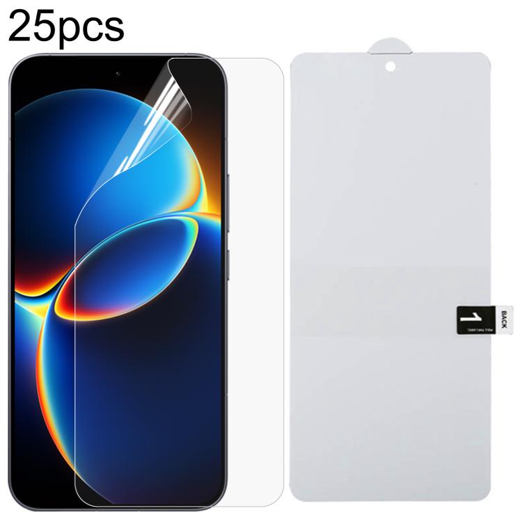 25pcs Full Screen Protector Explosion-proof Hydrogel Film, For Redmi A7 4G 171.8mm, For Redmi 17C 4G, For Redmi K90 Ultra 5G, For Redmi K100 Pro 5G, For Xiaomi 17 Max 5G, For Redmi K90 Max 5G, For Xiaomi Poco C81x 4G, For Xiaomi 17T Pro 5G