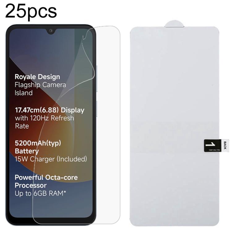 25pcs Full Screen Protector Explosion-proof Hydrogel Film, For Redmi A7 4G 171.8mm, For Redmi 17C 4G, For Redmi K90 Ultra 5G, For Redmi K100 Pro 5G, For Xiaomi 17 Max 5G, For Redmi K90 Max 5G, For Xiaomi Poco C81x 4G, For Xiaomi 17T Pro 5G