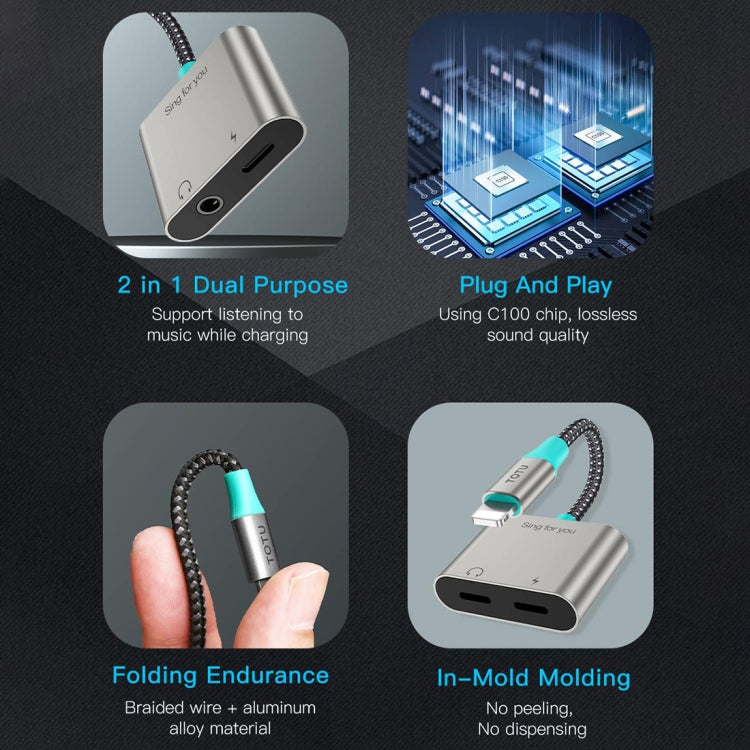 TOTU AD-2 8 Pin to 8 Pin + 3.5mm  Audio Adapter, 8 Pin to 8 Pin + 3.5mm