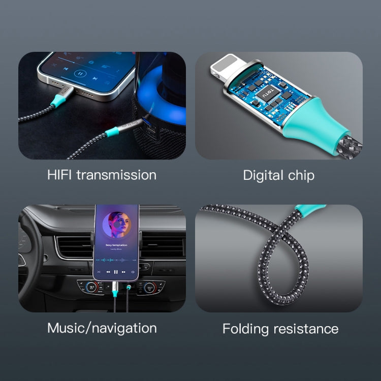 Câble adaptateur audio auxiliaire TOTU AD-9 3,5 mm vers 3,5 mm mâle, 3,5 mm vers 3,5 mm mâle