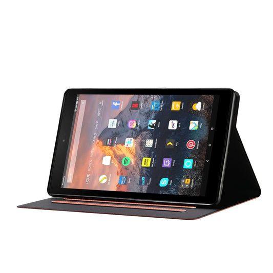 Flip-style Kindle tablet case with built-in card holder and magnetic closure