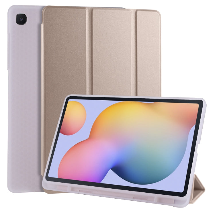 For Samsung Galaxy Tab S6 Lite P610 3-folding Horizontal Flip PU Leather + Shockproof TPU Case with Holder & Pen Slot