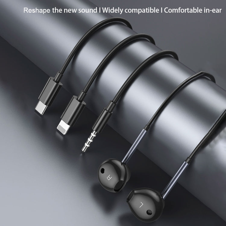 Câble pour écouteurs intra-auriculaires filaires TOTU EP-3, longueur : 1,2 m, 3,5 mm, 8 broches, USB-C/Type-C