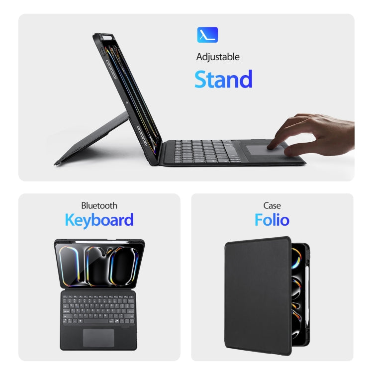 Étui clavier magnétique sans fil Bluetooth DUX DUCIS série DK pour iPad Pro 13 (2024), iPad Pro 11 (2024), iPad Air 11 (2024), iPad 4 et 5 (2022), iPad 10e génération (10.9) (2022), iPad 10.2 (2019/2020/2021/Air 2019)
