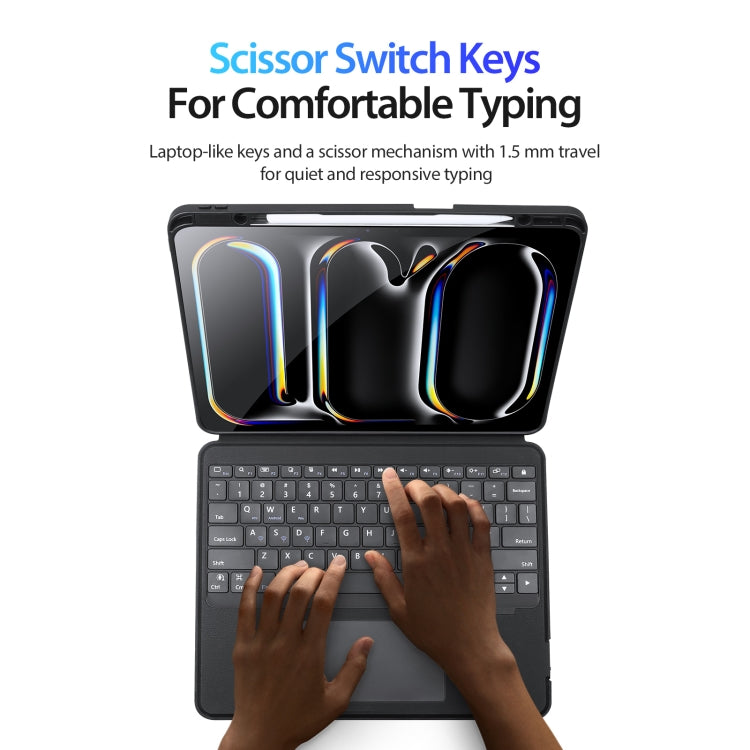 Étui clavier magnétique sans fil Bluetooth DUX DUCIS série DK pour iPad Pro 13 (2024), iPad Pro 11 (2024), iPad Air 11 (2024), iPad 4 et 5 (2022), iPad 10e génération (10.9) (2022), iPad 10.2 (2019/2020/2021/Air 2019)