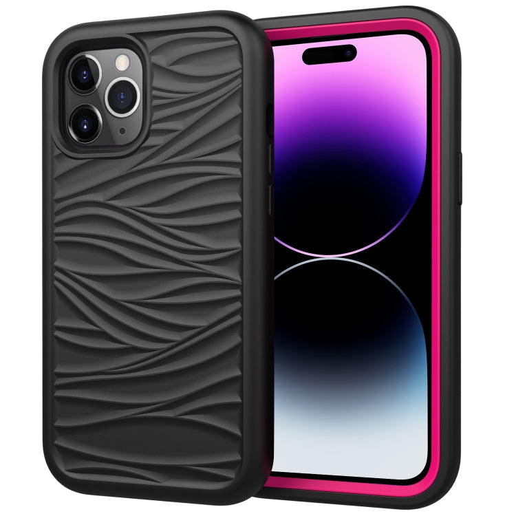 Wave Pattern 3 in 1 Silicone + PC Phone Case, For iPhone 15 Pro Max, For iPhone 15 Pro, For iPhone 15 Plus