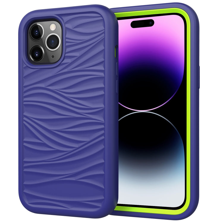 Wave Pattern 3 in 1 Silicone + PC Phone Case, For iPhone 15 Pro Max, For iPhone 15 Pro, For iPhone 15 Plus, For iPhone 15